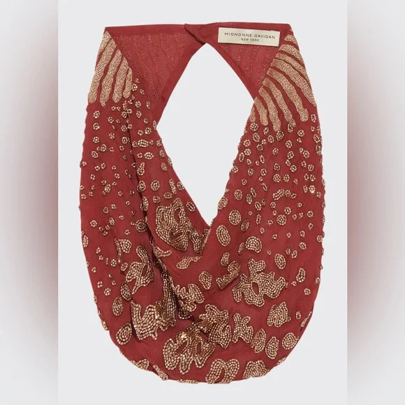 Mignonne Gavigan Kenya Le Charlotte Light Blue and Pink Embroidered Scarf - Picture 6 of 8